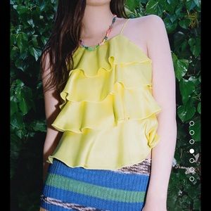 Zara Ruffled High Neck Top
